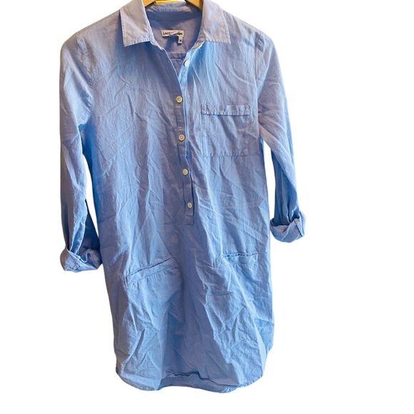 Lacoste Shirt Dress Cotton Blue Popover Coastal Grandma preppy - Picture 2 of 8